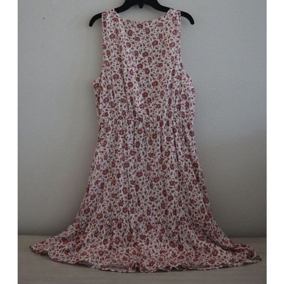 Kaileigh Women's Sz M White Floral Print Surplice Neckline Sleeveless Dress - Picture 2 of 13